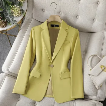 Модный женский официальный блейзер для офисных леди, деловая рабочая одежда с длинным рукавом на одной пуговице, куртка, пальто, женская верхняя одежда 4XL