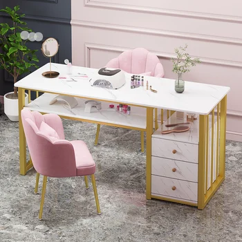 Роскошные маникюрные столы Nordic Light, салонная мебель, современный набор столов и стульев для маникюрного салона, Одноместные Двухместные Профессиональные Маникюрные столы