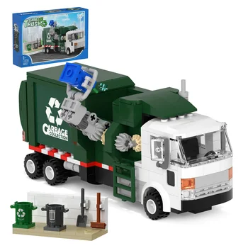 Автомобиль для уборки города, мусоровоз, строительные игрушки с цветной коробкой и бумажным руководством, набор блоков из 380 штук для подарка детям