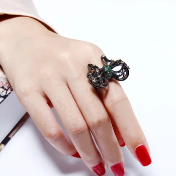 Модное кольцо на палец с большой бабочкой, черные ювелирные изделия, anillos bague aneis, anel feminino, Прямая поставка, атакадо, Милые кольца для женщин