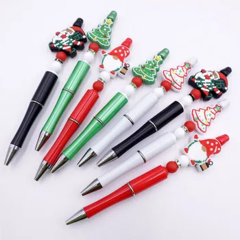 22ШТ рождественских поделок из цветного пластика с силиконовым бисером, многофункциональная вращающаяся шариковая ручка, Рождественский подарок для студентов