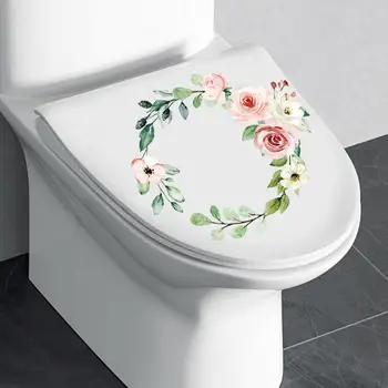 Простые в использовании наклейки Яркие Наклейки с цветком Пиона для туалета С длительной Адгезией к стенам ванной комнаты Яркие цветные наклейки