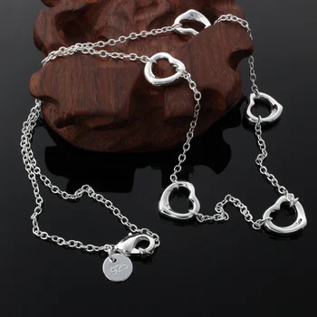 Горячие романтические ожерелья из стерлингового серебра 925 пробы с пятью сердечками для женщин, свадебные украшения для вечеринок, Модные Рождественские подарки