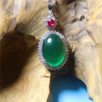 Простые модные ювелирные изделия оптом, инкрустированное зеленым агатом, посеребренное ожерелье для женщины, Роскошный подарок-шарм Namour
