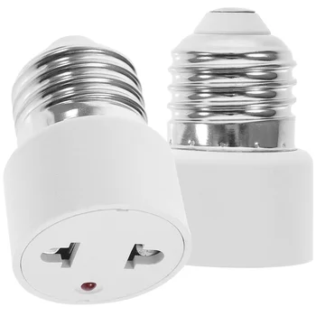 Адаптер для розетки электрической лампочки, преобразователь лампочки с цоколем E27 в 2-контактный штекер, белый держатель лампы, винт для розетки светодиодной лампы