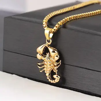 Нержавеющая сталь Позолоченный кулон в виде животного Скорпиона Ожерелье Мужской Ноябрьский Знак Зодиака Скорпион Шарм Ювелирный подарок