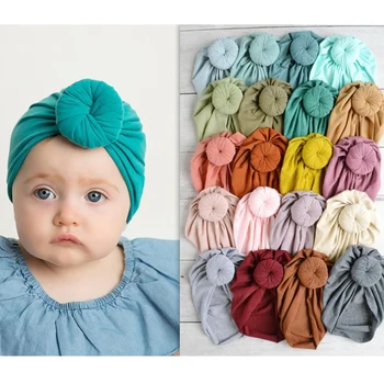 1 шт. детские аксессуары для новорожденных, шапочки для малышей, детский тюрбан, хлопковая шапочка-бини, зимняя шапочка, мягкие шапочки-пончики, детская повязка на голову