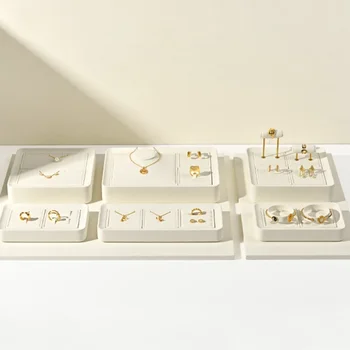Белый реквизит для показа ювелирных изделий из микрофибры, высококачественные браслеты, ожерелья, серьги, прилавки с кольцами, стеллажи для выставки ювелирных изделий
