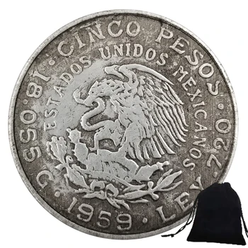 Роскошная мексиканская монета мира и свободы 1959 года, пара художественных монет, Памятная карманная подарочная монета / Забавная памятная монета на удачу + подарочный пакет