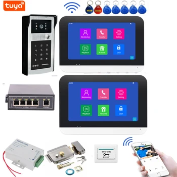 Tuya Smart 7-дюймовый 1080P WiFi Телефон Видеодомофоны для дома 1/2 внутренний монитор Дверной звонок Камера ночного видения HD Наружная система