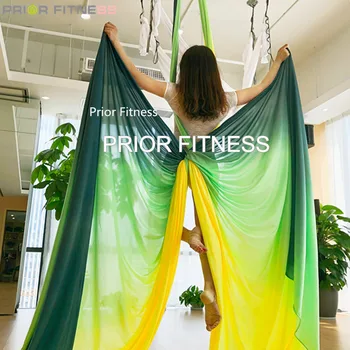 14 ярдов 12,8 метров Разноцветных летающих воздушных шелков, удлинительные ремни для йоги Омбре, Антигравитационный нейлон Ariel Yoga Swing