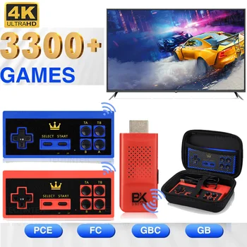 Игровая Приставка 4K TV 8-Битная Игровая Приставка King HD, Встроенная В 3300 + Игр Для Портативной Игровой Консоли PCE FC GBC GB Беспроводной Геймпад