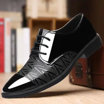 Мужская кожаная обувь, весенне-осенняя новая мужская деловая обувь, британская черная повседневная дышащая мужская официальная обувь