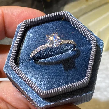 Обручальные кольца с муассанитом IOGOU 6,0 мм 0,8 карата, обручальные кольца для женщин, оригинальные кольца из стерлингового серебра 925 пробы, сертификат Fine Jewelry GRA