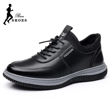 Весенняя новая мужская обувь, дышащая обувь из искусственной кожи в деловом стиле, повседневная обувь с круглым носком на шнуровке, мужская спортивная обувь на плоской подошве, очень легкая