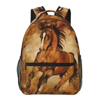 Мужской женский рюкзак с рисунком лошади, школьный ранец для женщин, мужская модная сумка 2023 года, студенческий рюкзак для книг