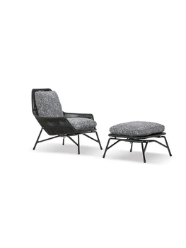 Скандинавское уличное кресло из виноградной лозы, уличный водонепроницаемый и солнцезащитный диван для одного человека во дворе