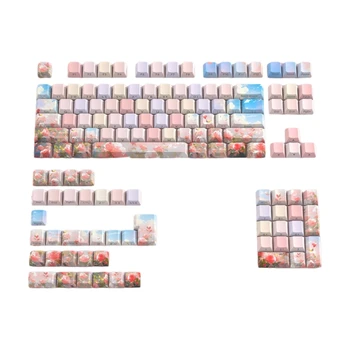 Подарочные толстостенные колпачки для ключей из PBT Изысканного розового цвета с двойной пропиткой для игровой механической клавиатуры E65C