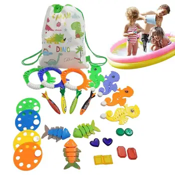 Игрушки для дайвинга 27 штук, водные игрушки С сумкой для хранения, Набор игрушек для обучения подводному плаванию, Летняя игра в бассейн, Интерактивные игрушки, подарки