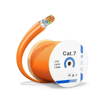 10 Гбит / с 1000 ФУТОВ Спиральный сетевой кабель Cat7 SFTP Высокоскоростной из чистой меди 8 ядер 0,57 мм Lan Ethernet Интернет Кабели Cat 7