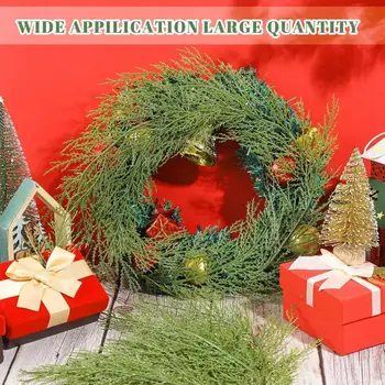 Устойчивые к выцветанию искусственные сосновые ветки с зелеными листьями для долговечности, искусственная сосновая ветка на Рождество для поделок для фотографии