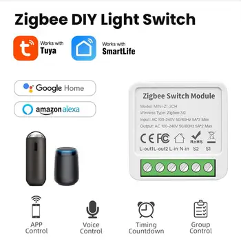 Tuya ZigBee/WIFI Mini Smart Switch 1/2/3/4 Gang Voice APP Пульт Дистанционного Управления Zigbee3.0 Модуль Переключения С Amazon Alexa И Google