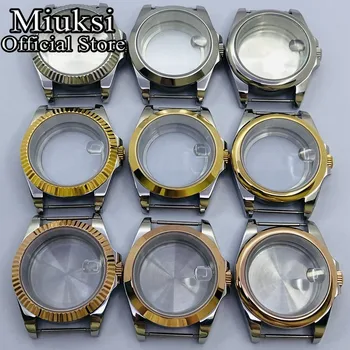Miuksi 40 мм серебристо-золотой, черный корпус часов, сапфировое стекло, подходит для NH35, NH36, NH34 ETA2824 механизм PT5000