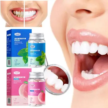 30 Капсул / флакон Пробиотической Твердой Зубной Пасты Удаляет Вредные Таблетки Отбеливает Зубы Мятный Ополаскиватель Для рта Зубная Паста Для Дыхания Peach Portab K8L2