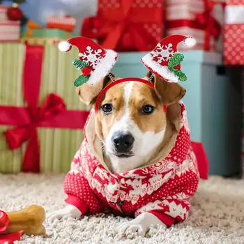 Рождественские Принадлежности для собак Повязка на голову с Оленьими Рогами, Шапка Санта-Клауса, Рождественский Крутой Костюм Собаки Для домашних Животных, Милые Аксессуары для Головных Уборов