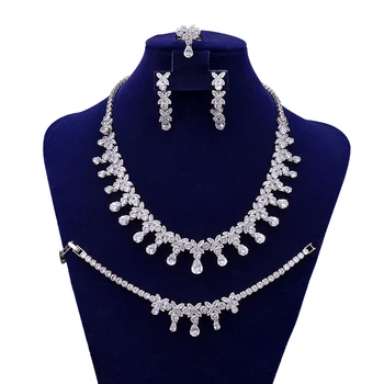 Ювелирный набор HADIYANA Fashion Роскошное женское свадебное ожерелье, браслет, Кольцо, Серьги, Свадебный подарок BN7679