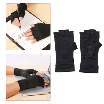 Компрессионные перчатки от артрита из меди для женщин, мужчин, снимающие отек рук и кистей, перчатки на полпальца для занятий спортом