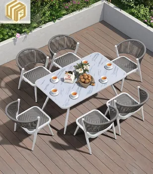 Комбинация садового стола и стула в отеле Уличная мебель Уличная Вилла Уличный Китайский Длинный стол Садовое сиденье для отдыха на открытом воздухе