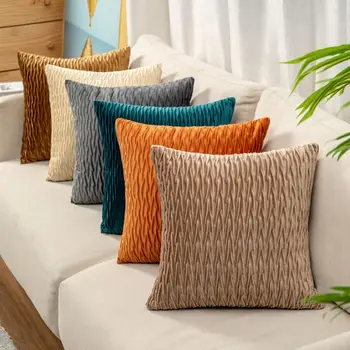 Тканая декоративная замшевая ткань, плиссированная однотонная подушка, наволочка, чехлы для подушек, наволочка для подушек
