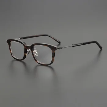 Ретро титановые очки в оправе для мужчин при квадратной близорукости очки по рецепту для женщин Ретро оптические очки люксового бренда в оправе из стекла