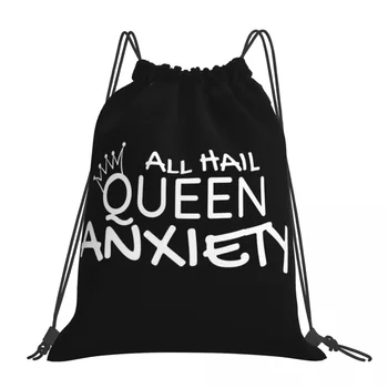 Да здравствуют рюкзаки Queen Anxiety- Тревожная королева, Портативные сумки на шнурке, спортивная сумка с завязками, сумки для книг, Мужские Женские
