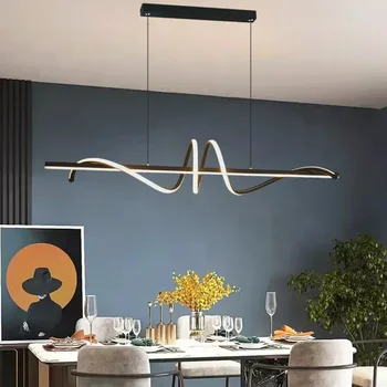 Современный светодиодный подвесной светильник, алюминиевая роскошная люстра для гостиной, столовой, офиса, кухни, островного домашнего декора, подвесной светильник