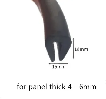 Резиновая уплотнительная U-образная прокладка 18x15x18 мм для стекла толщиной 4-6 мм, металлической автомобильной деревянной панели, ограждающей кромку панели, черного цвета