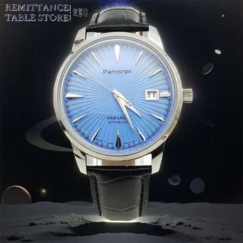 Классические винтажные мужские часы бренда Parnsrpe NH35 с автоматическим механическим механизмом, Элегантный кожаный ремешок, водонепроницаемые часы