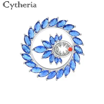Cytheria роскошный круглый синий горный хрусталь кристалл циркона булавки броши для женщин вечерние подарки ювелирные аксессуары