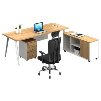 Простые современные офисные столы, финансовые столы с боковыми шкафчиками, мебель для модного менеджера, рабочего стола руководителя