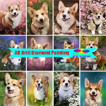 AB Diamond Painting Декоративные картины для собак с 5d бриллиантами, мозаичная вышивка, полный набор аксессуаров, фантазийные стразы