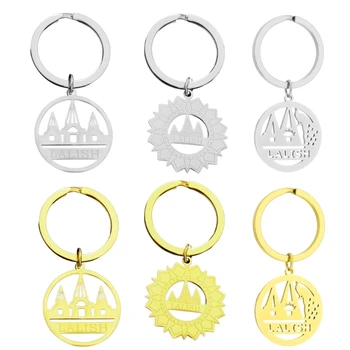 Элегантные езидские ювелирные изделия для ключей, храмовый брелок, стальные религиозные брелоки для ключей T8DE