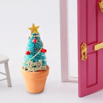 1: 12 Рождественское украшение для кукольного домика, мини-Рождественская елка в горшках, сувениры для вечеринок, Сказочный сад, поделки, украшения, миниатюрная модель сцены