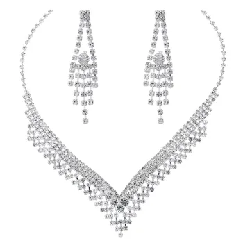 Женское блестящее бриллиантовое ожерелье, серьги, Гипоаллергенный Ослепительный комплект аксессуаров для банкетного наряда, платья на день рождения, Юбки