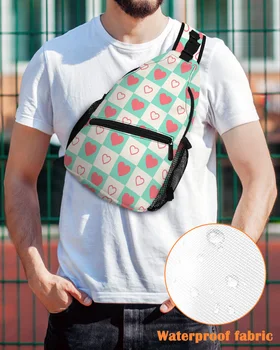 Простая нагрудная сумка Love в клетку для мужчин, повседневная спортивная сумка через плечо, женская дорожная водонепроницаемая сумка-мессенджер