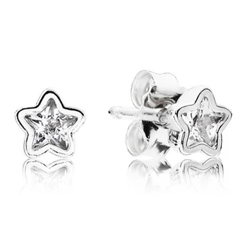 Аутентичные модные серьги-гвоздики Star Shine из стерлингового серебра 925 пробы Для женщин, подарочные украшения DIY