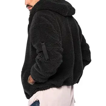 Однотонная куртка, двусторонняя флисовая куртка, Мужское двустороннее флисовое зимнее пальто с капюшоном и мягкими длинными рукавами, карманы для холодной воды