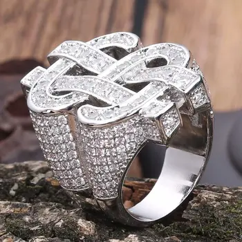 Кольцо со знаком доллара для мужчин, покрытое кубическим цирконием, кольцо с символом доллара США в стиле хип-хоп, ювелирные изделия в стиле панк-рок, подарок для рэпера