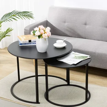 Новый современный круглый приставной столик из 2 предметов, Гнездящийся чайный столик для гостиной, (D) 27,56 