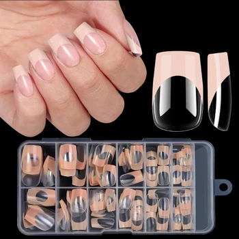 Универсальный пресс для ногтей Французский наконечник Накладные ногти средней площади Полное покрытие накладных ногтей для наращивания